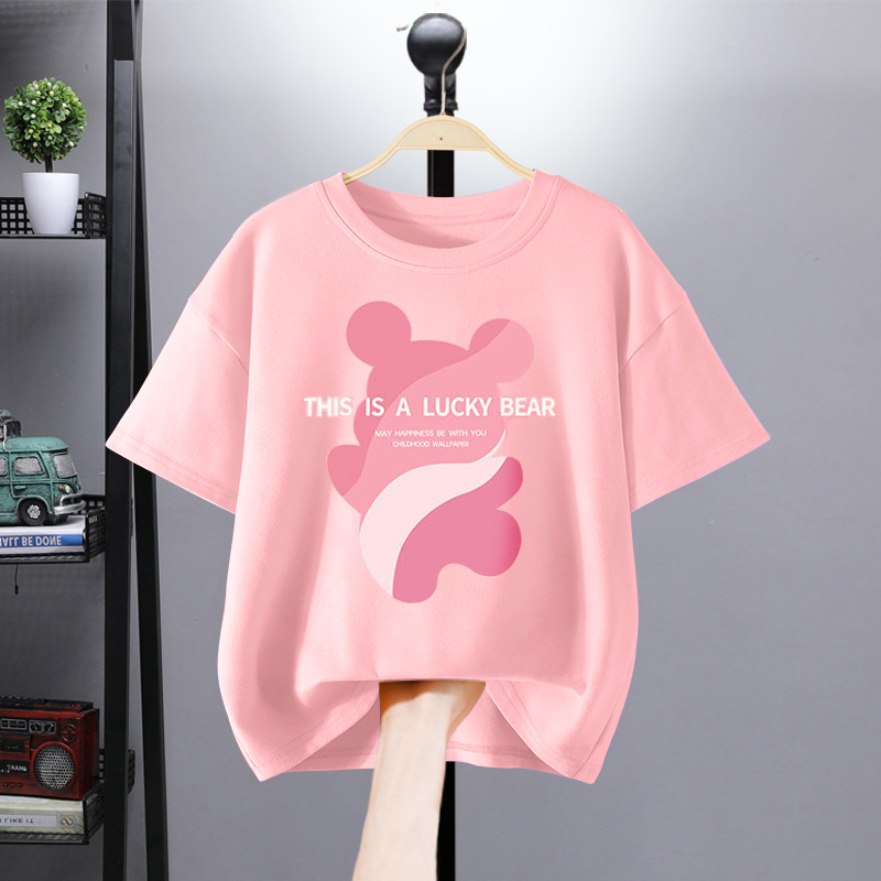 Summer fashion girls' short-sleeved top, cute and fresh--Cute Bear---25