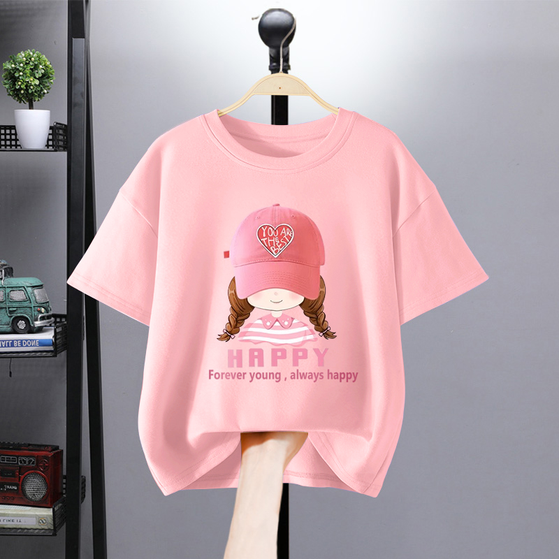 Summer fashion girls' short-sleeved top, cute and fresh--Love-loving girl---28