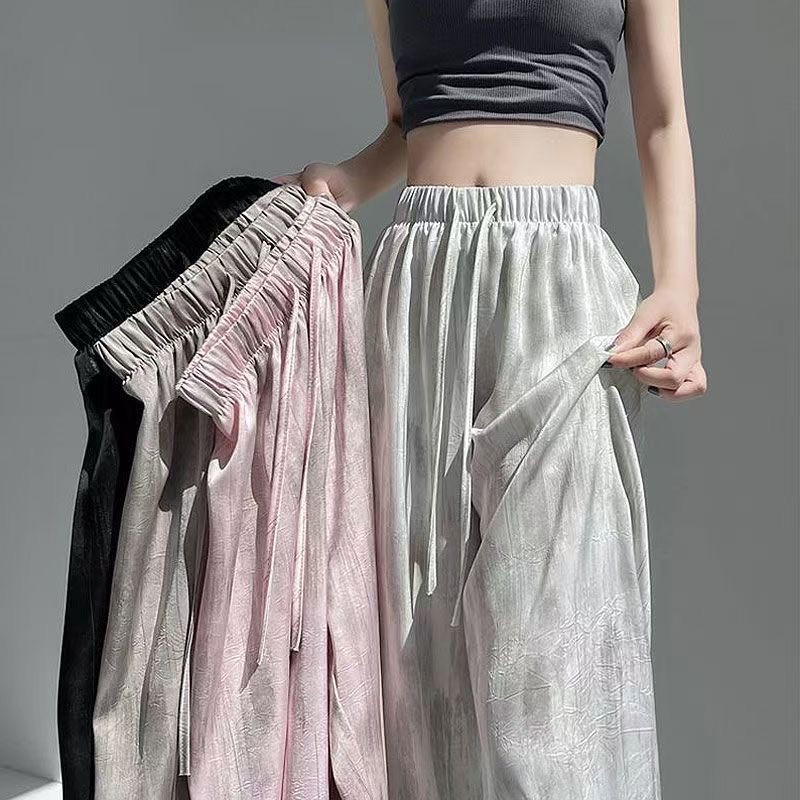 New wide-leg pants, summer style, thin ice silk, loose fit, drape, casual, versatile, slimming.---59